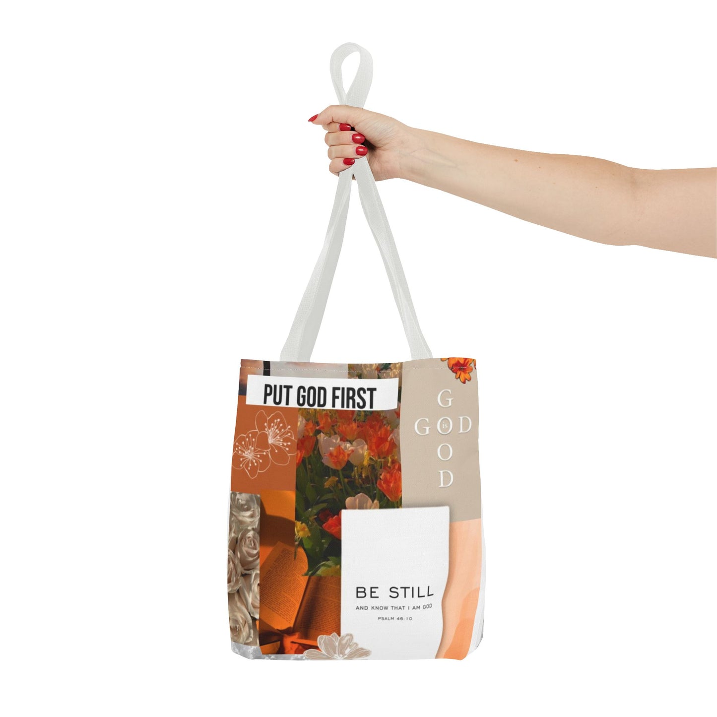 Spiritual Floral Tote Bag - "Put God First" Inspirational Design