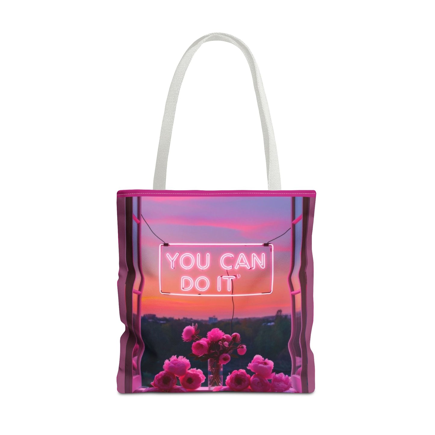 You can do it to faith, flowers, and  fierceness tote bag