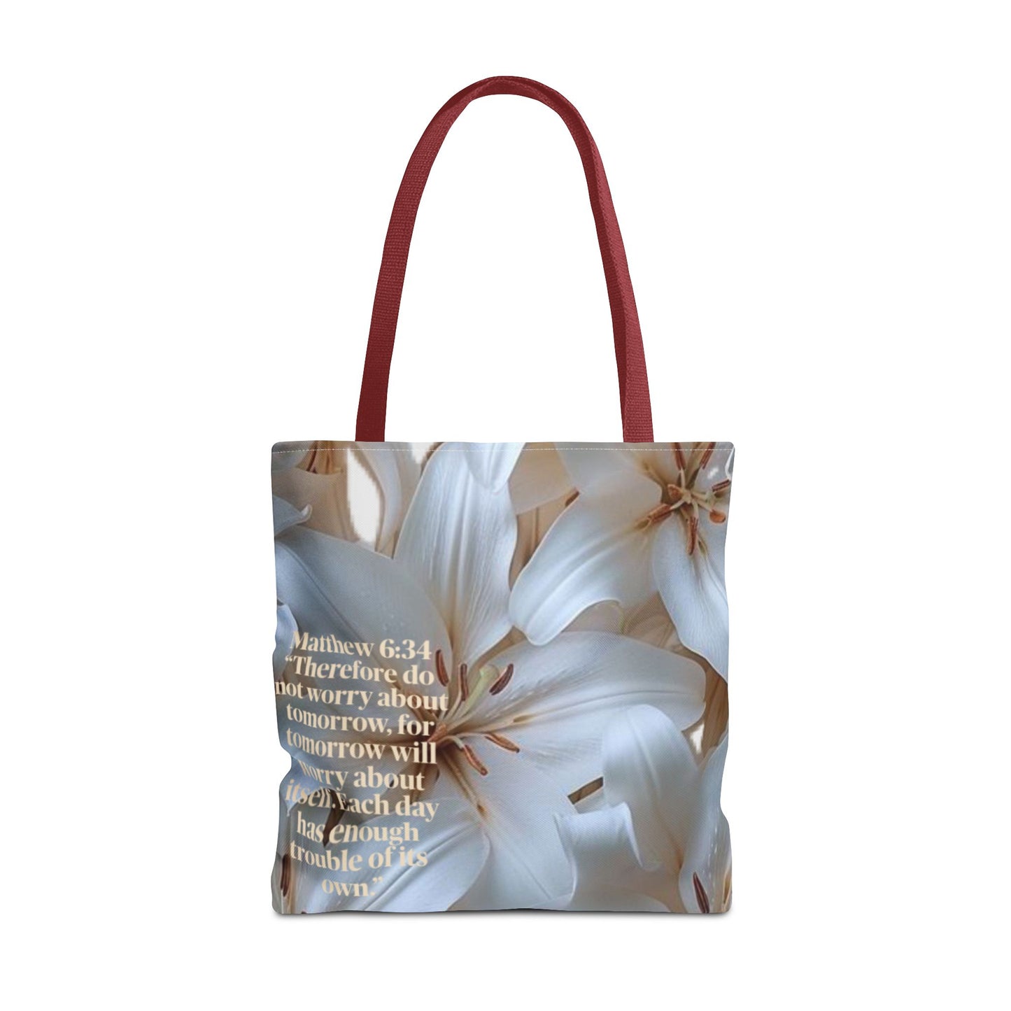 Don’t worry floral Tote Bag (Matthew 6:34)
