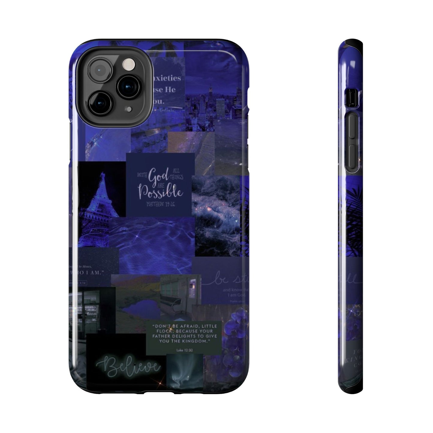 Deep blue faith, phone case with God, all things are possible