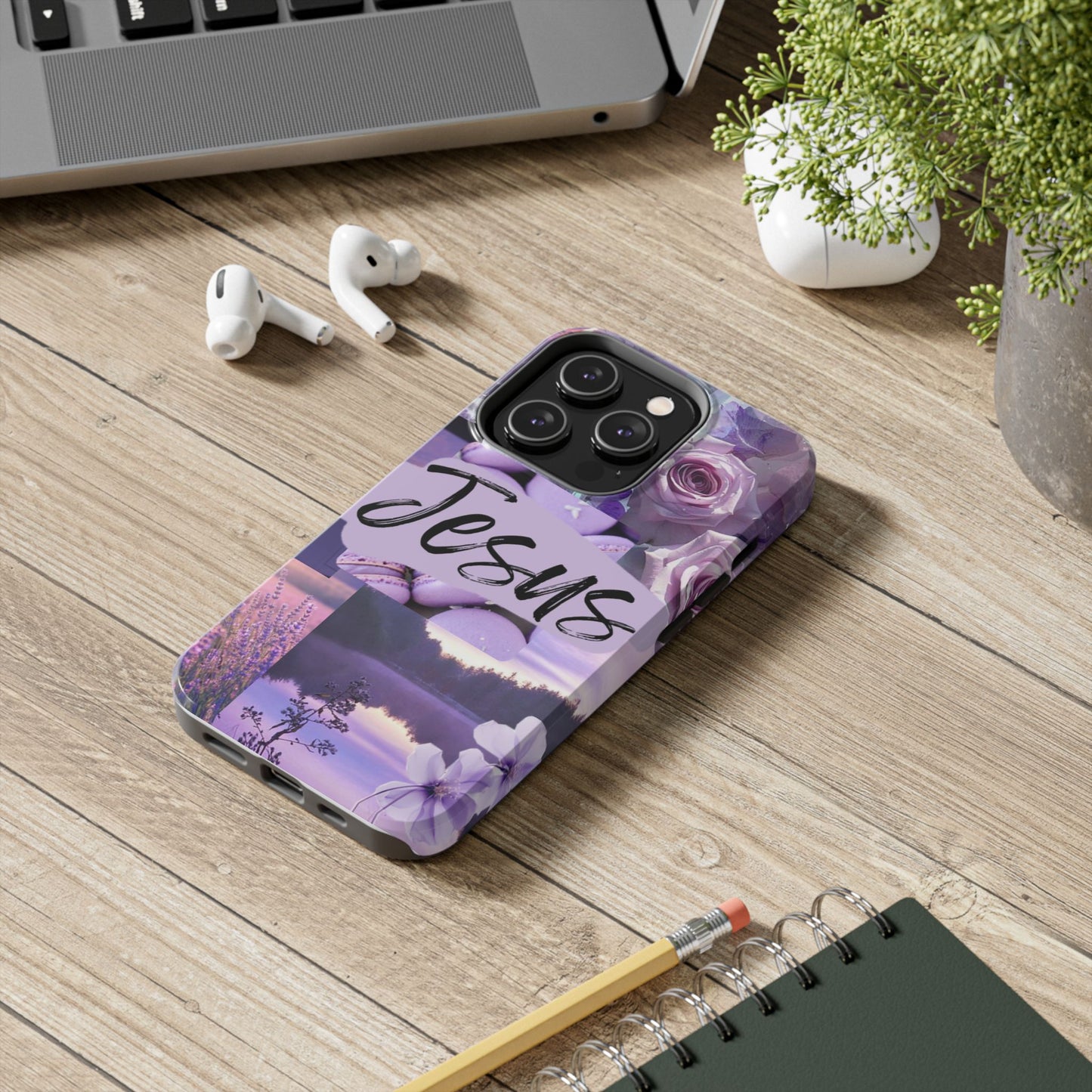 Jesus first phone case lavender floral faith design