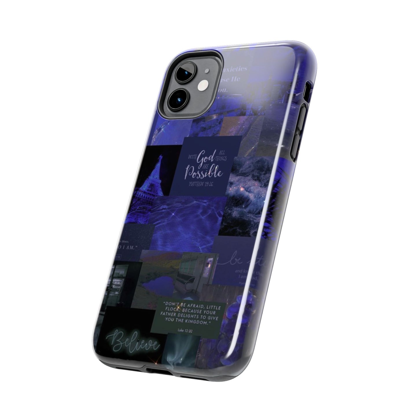 Deep blue faith, phone case with God, all things are possible