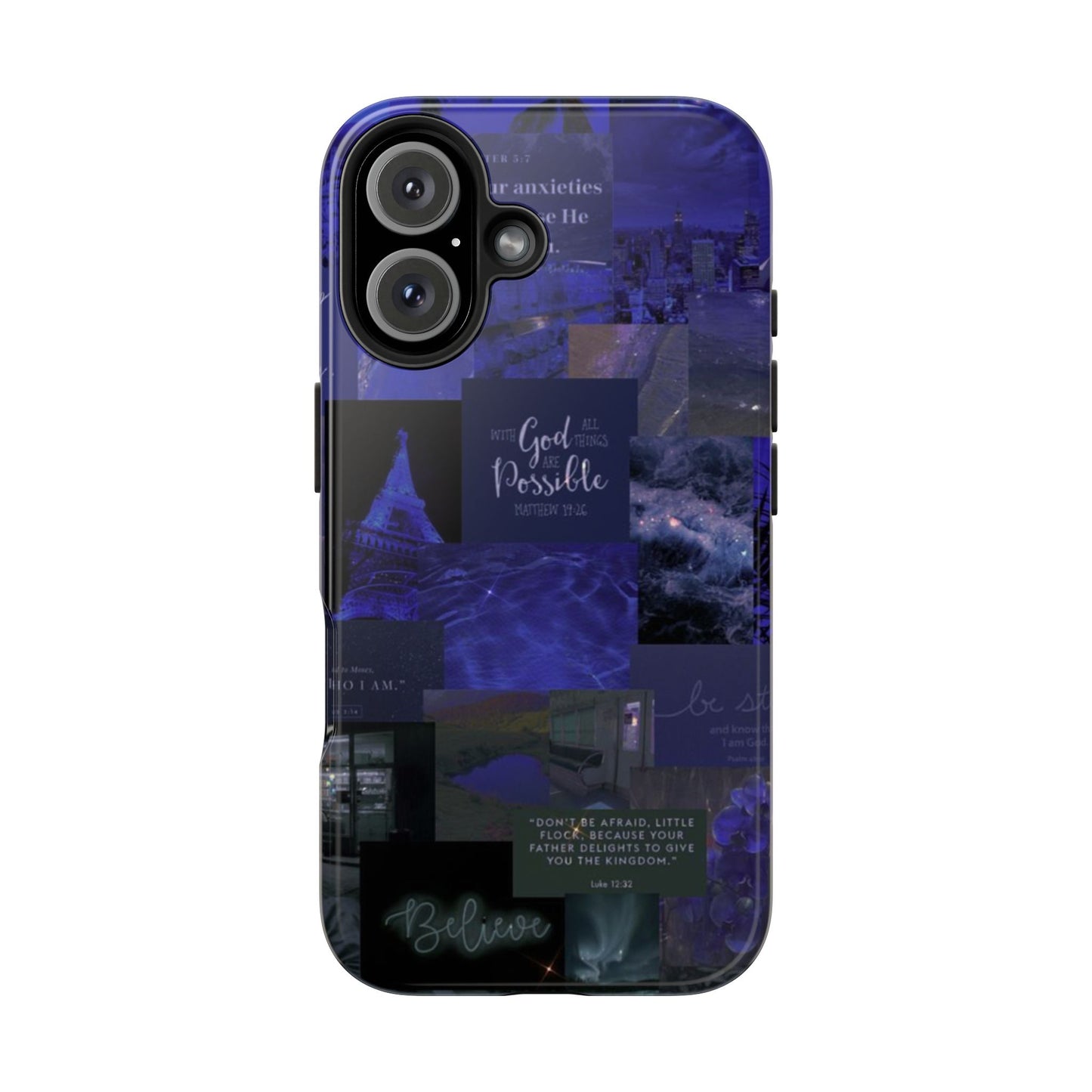 Deep blue faith, phone case with God, all things are possible