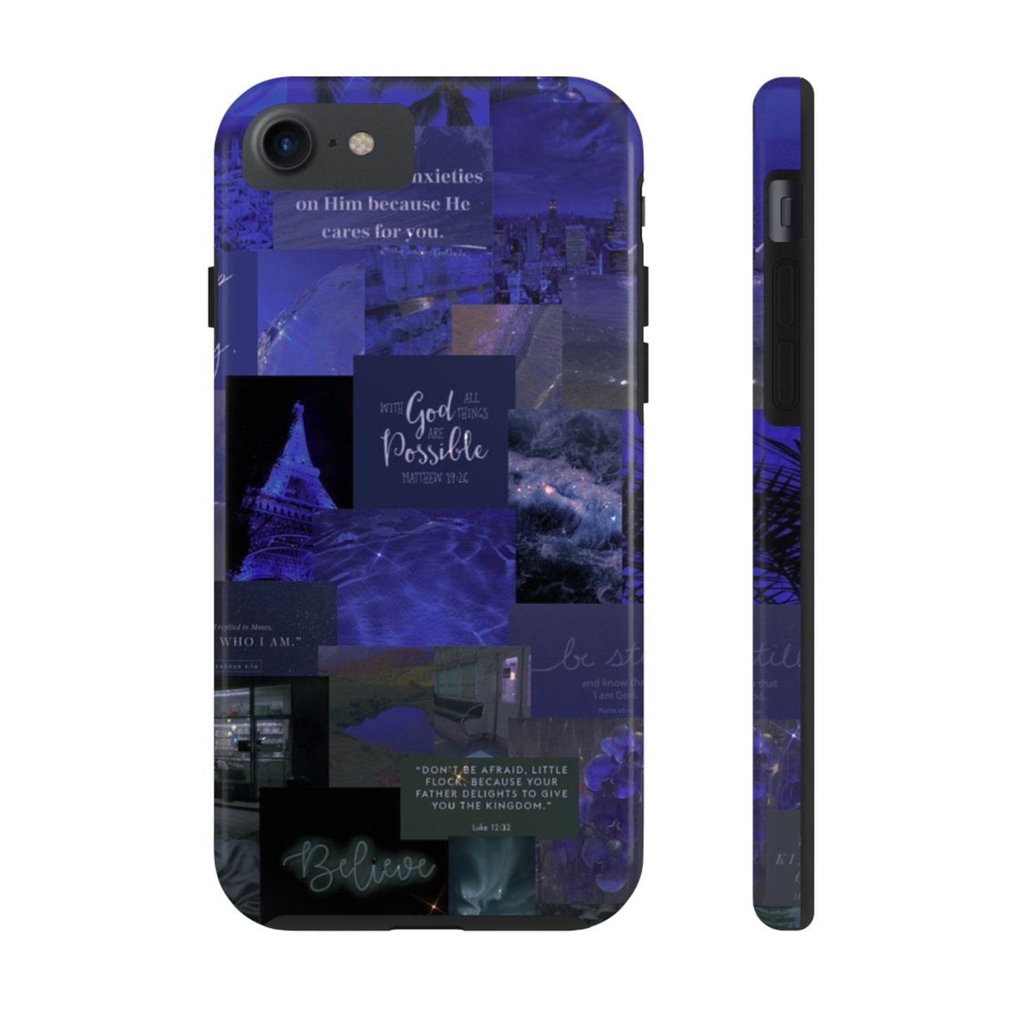 Deep blue faith, phone case with God, all things are possible