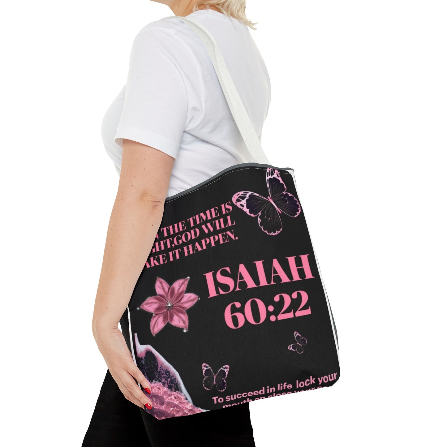 Inspirational Tote Bag with Isaiah 60:22 Design