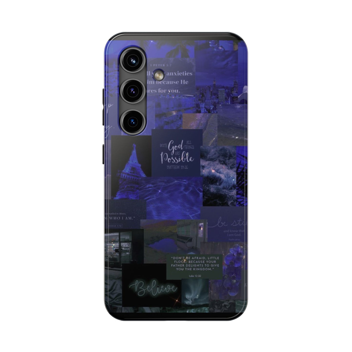 Deep blue faith, phone case with God, all things are possible