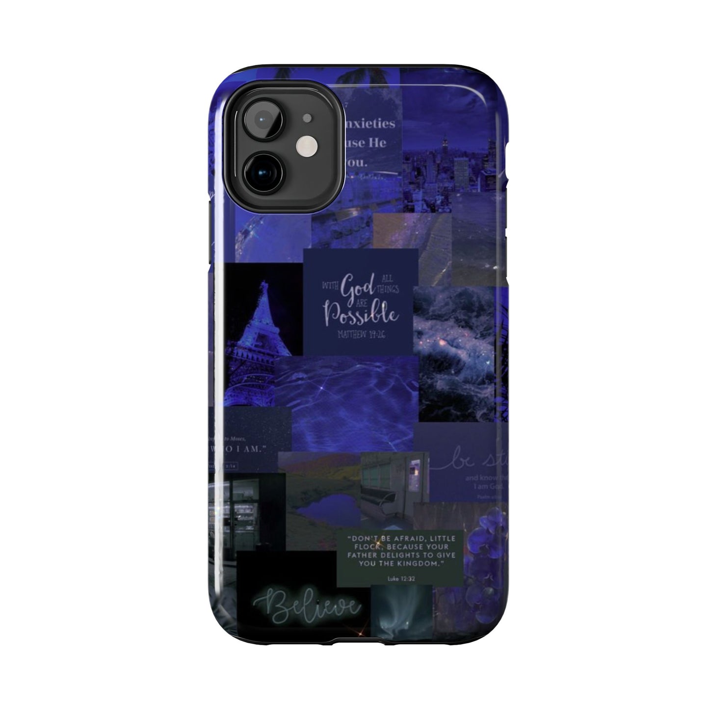 Deep blue faith, phone case with God, all things are possible
