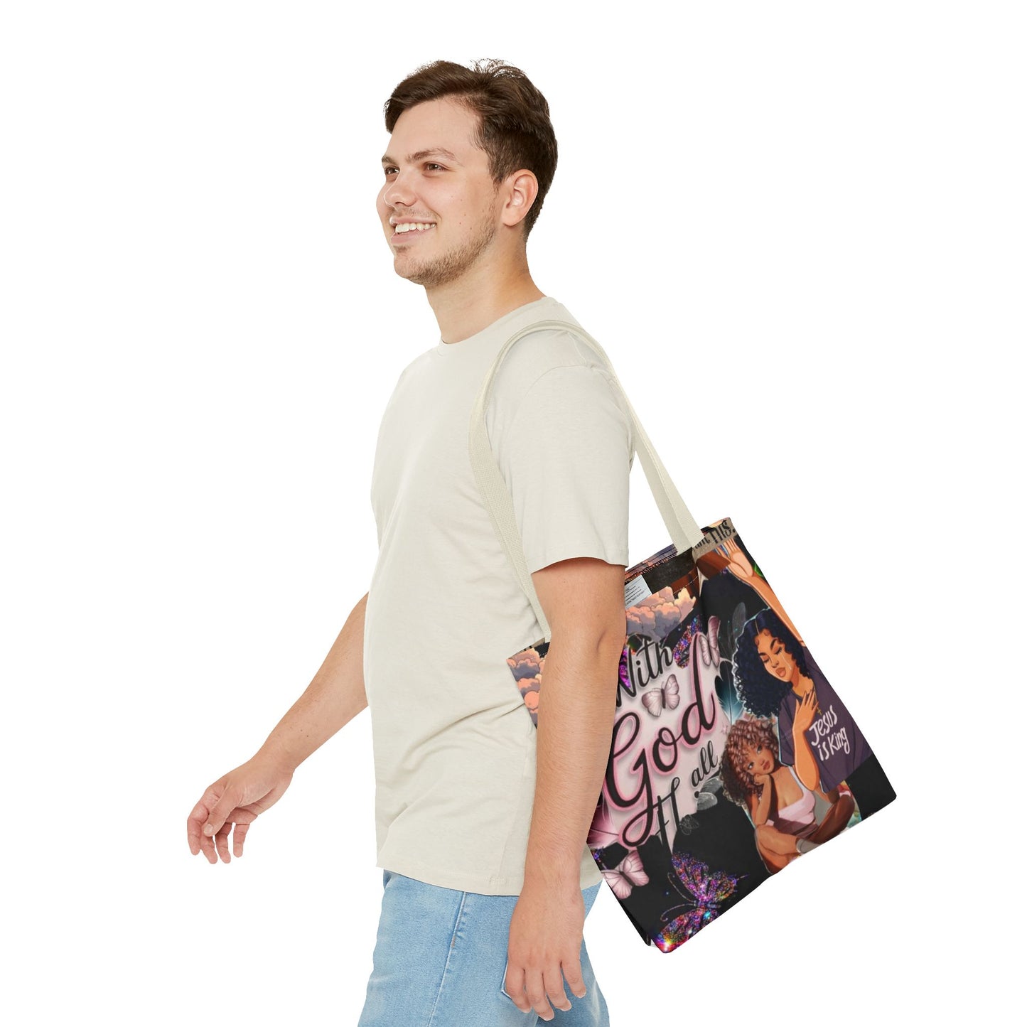 Inspirational Tote Bag - 'With God All Things Are Possible'