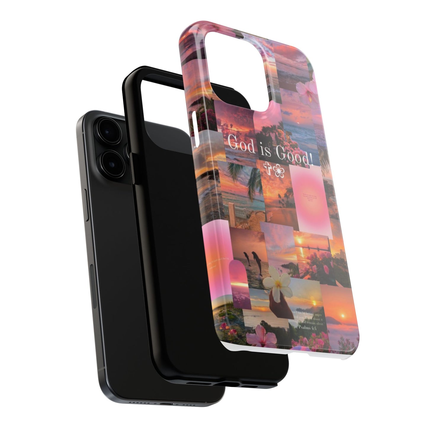God is good phone case, peace, praise, and tropical faith
