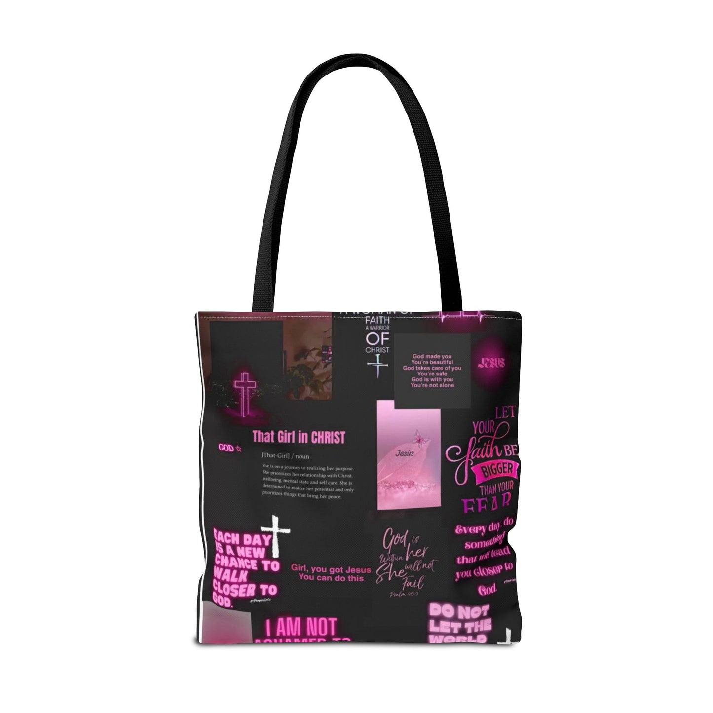 Faith-Inspired Tote Bag - Empowering Spiritual Quotes