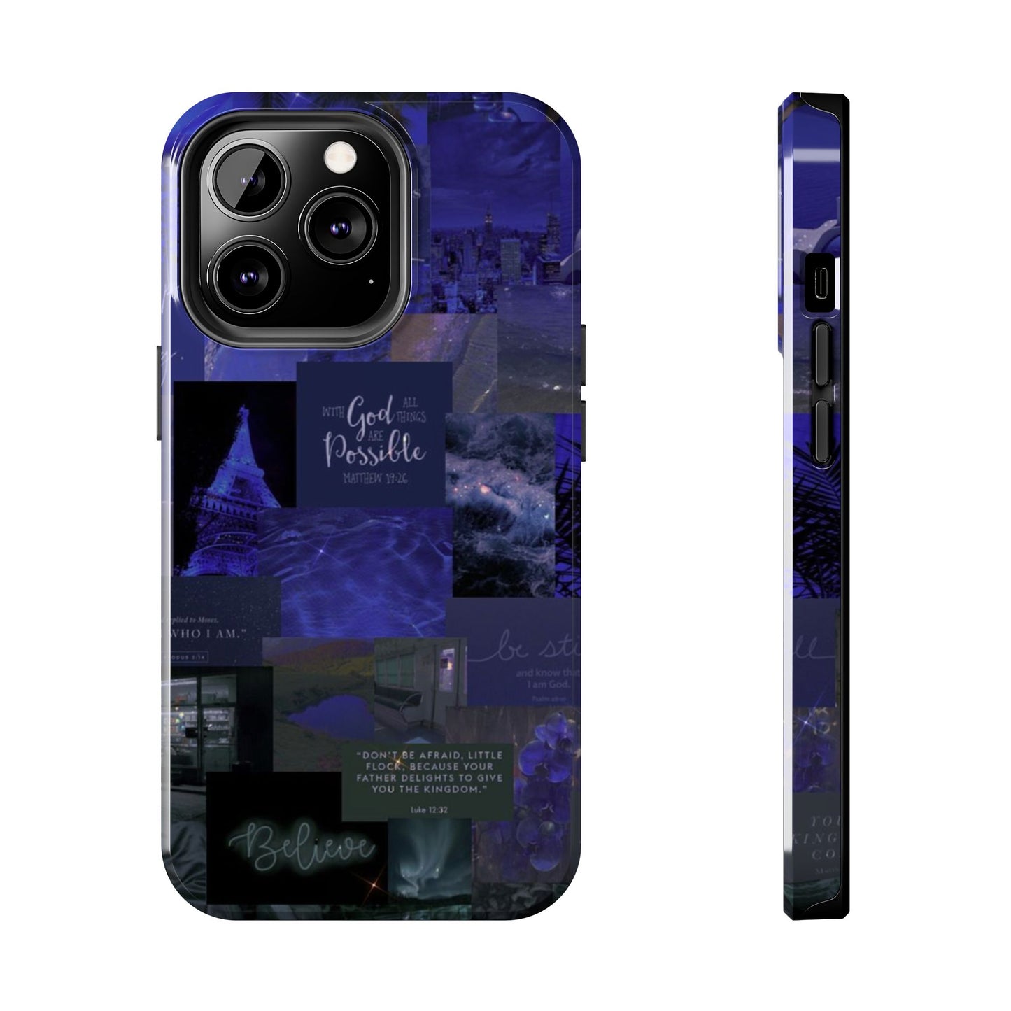 Deep blue faith, phone case with God, all things are possible
