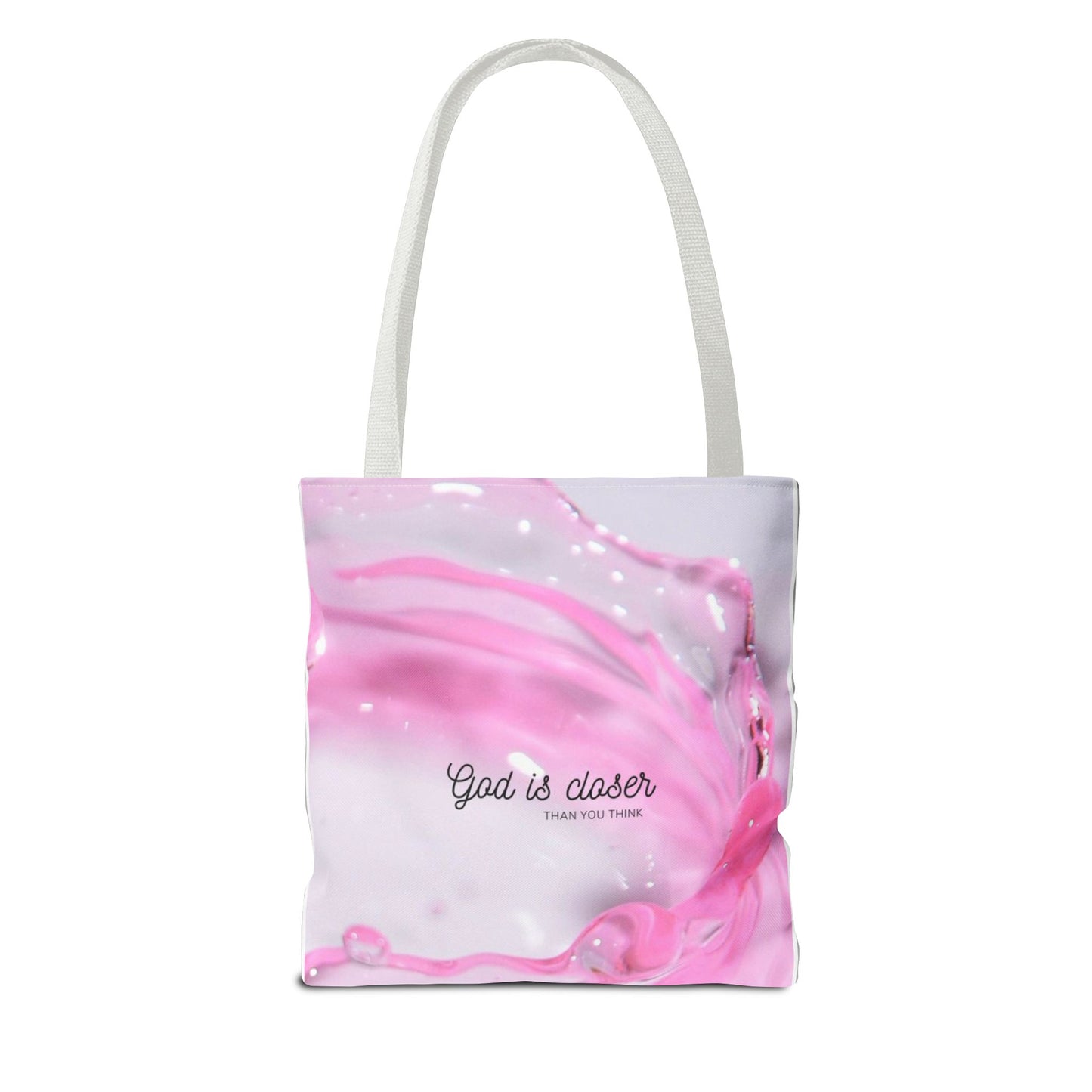 Inspirational Tote Bag - "God is Closer" - AOP Design