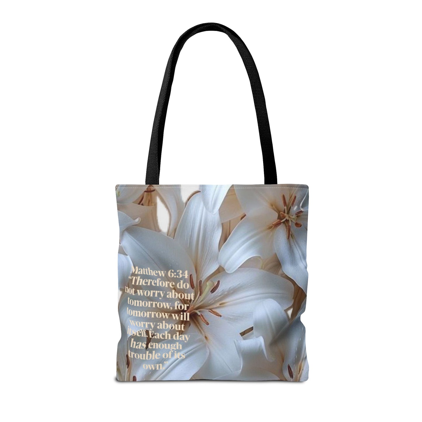Don’t worry floral Tote Bag (Matthew 6:34)