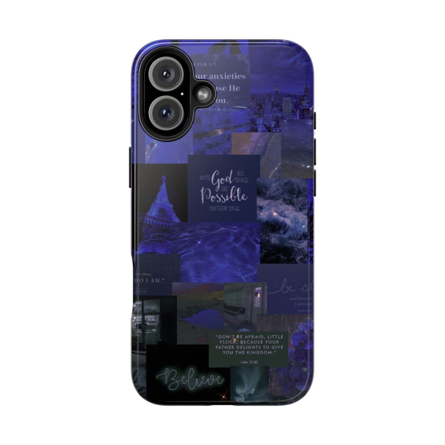Deep blue faith, phone case with God, all things are possible