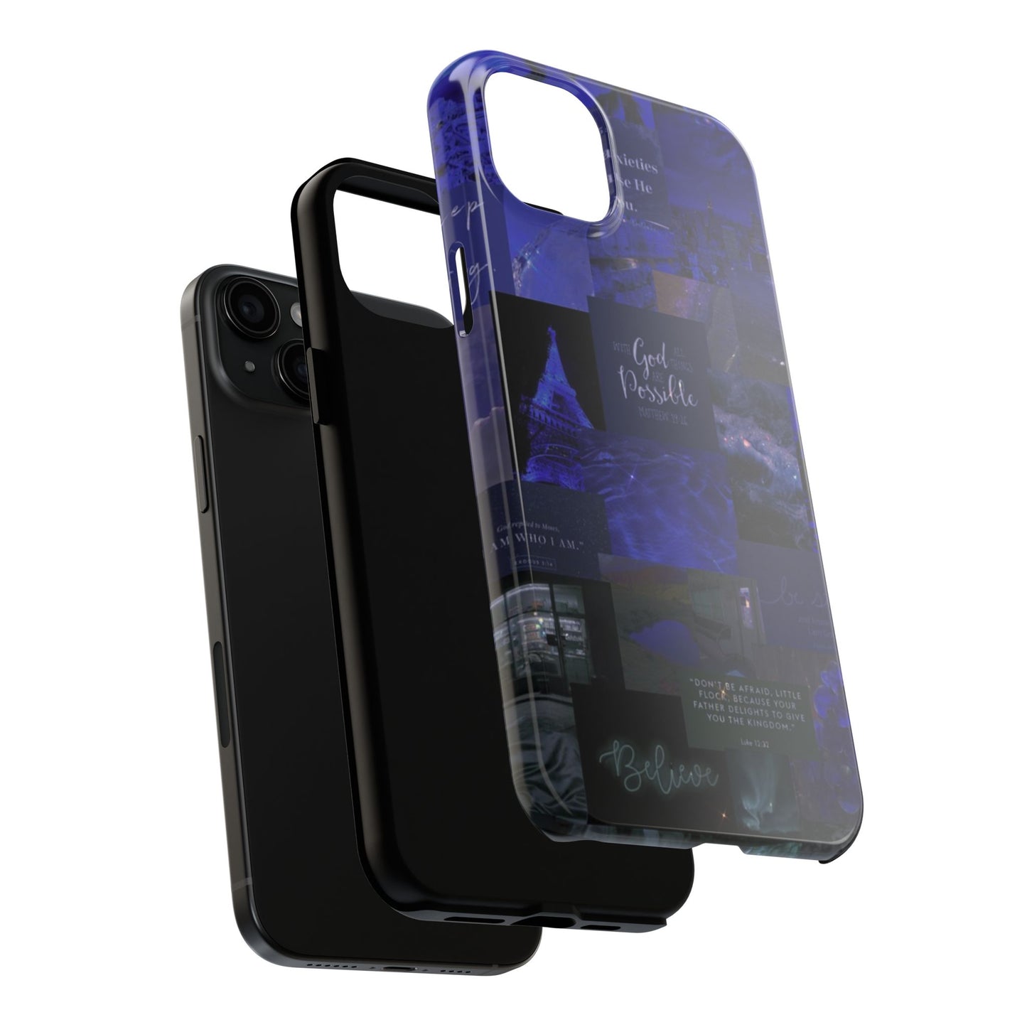 Deep blue faith, phone case with God, all things are possible