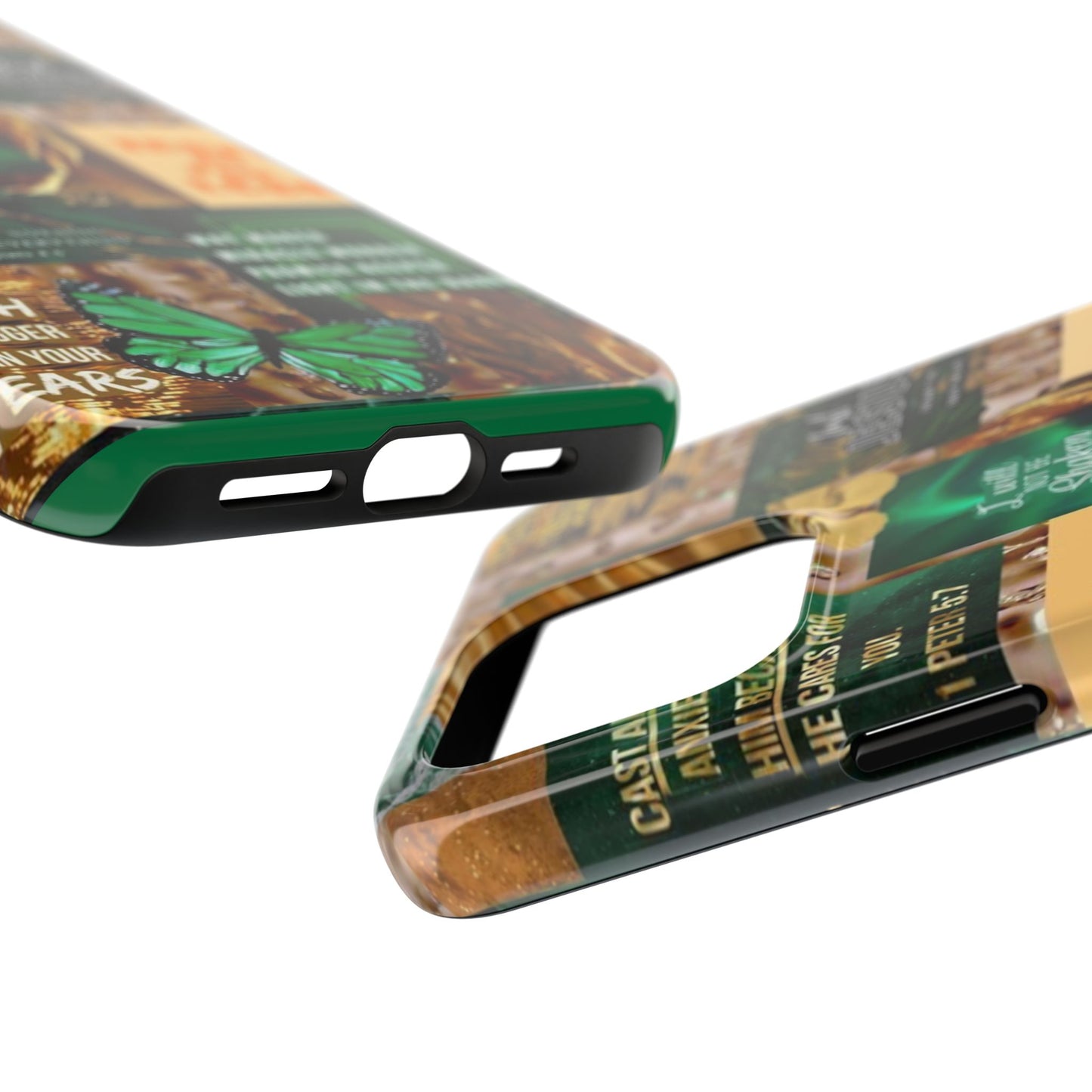Trust in the lord Phone Case green and gold scripture collage