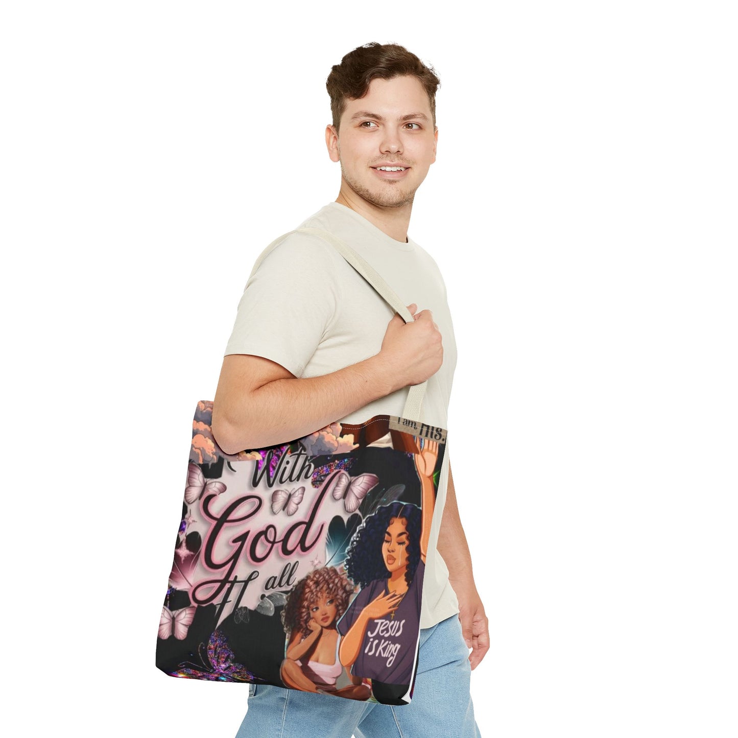 Inspirational Tote Bag - 'With God All Things Are Possible'