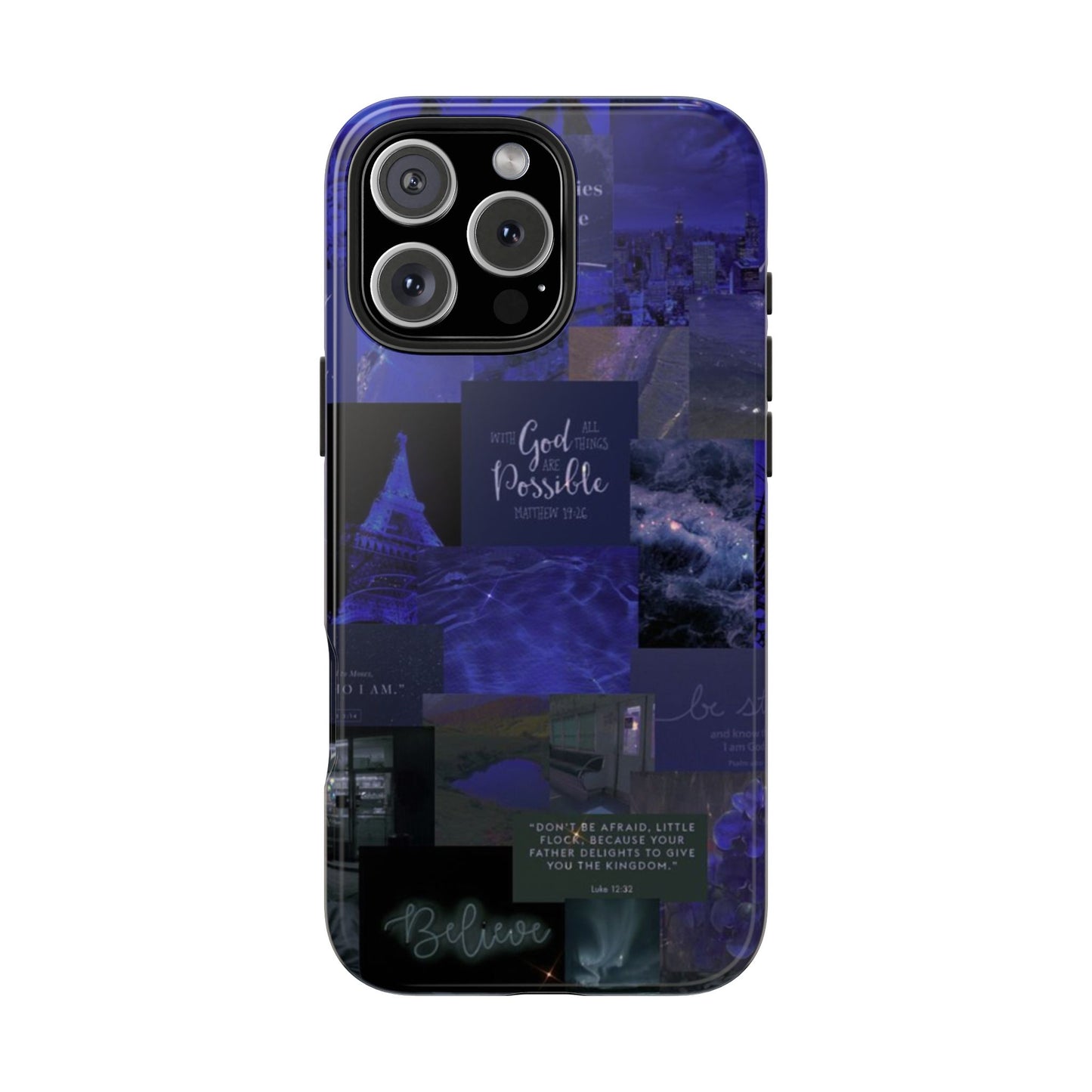 Deep blue faith, phone case with God, all things are possible