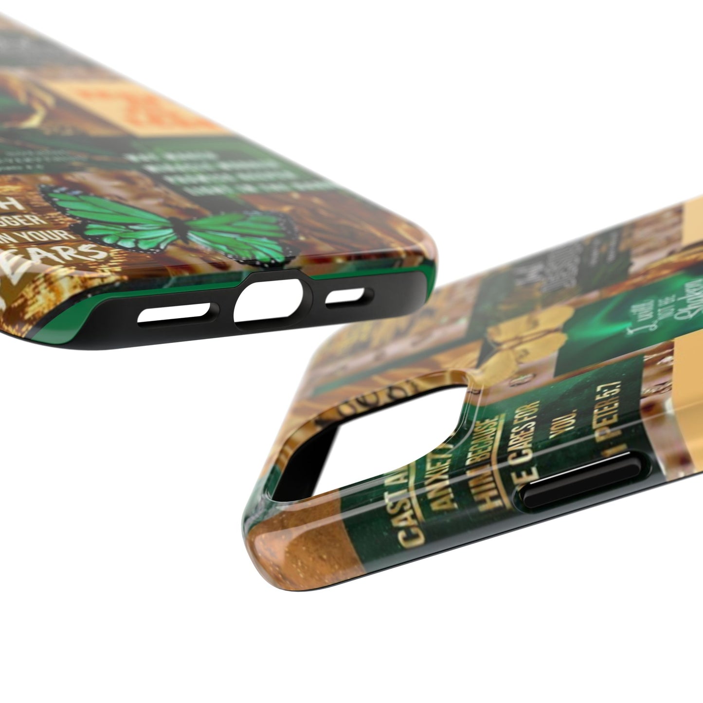 Trust in the lord Phone Case green and gold scripture collage