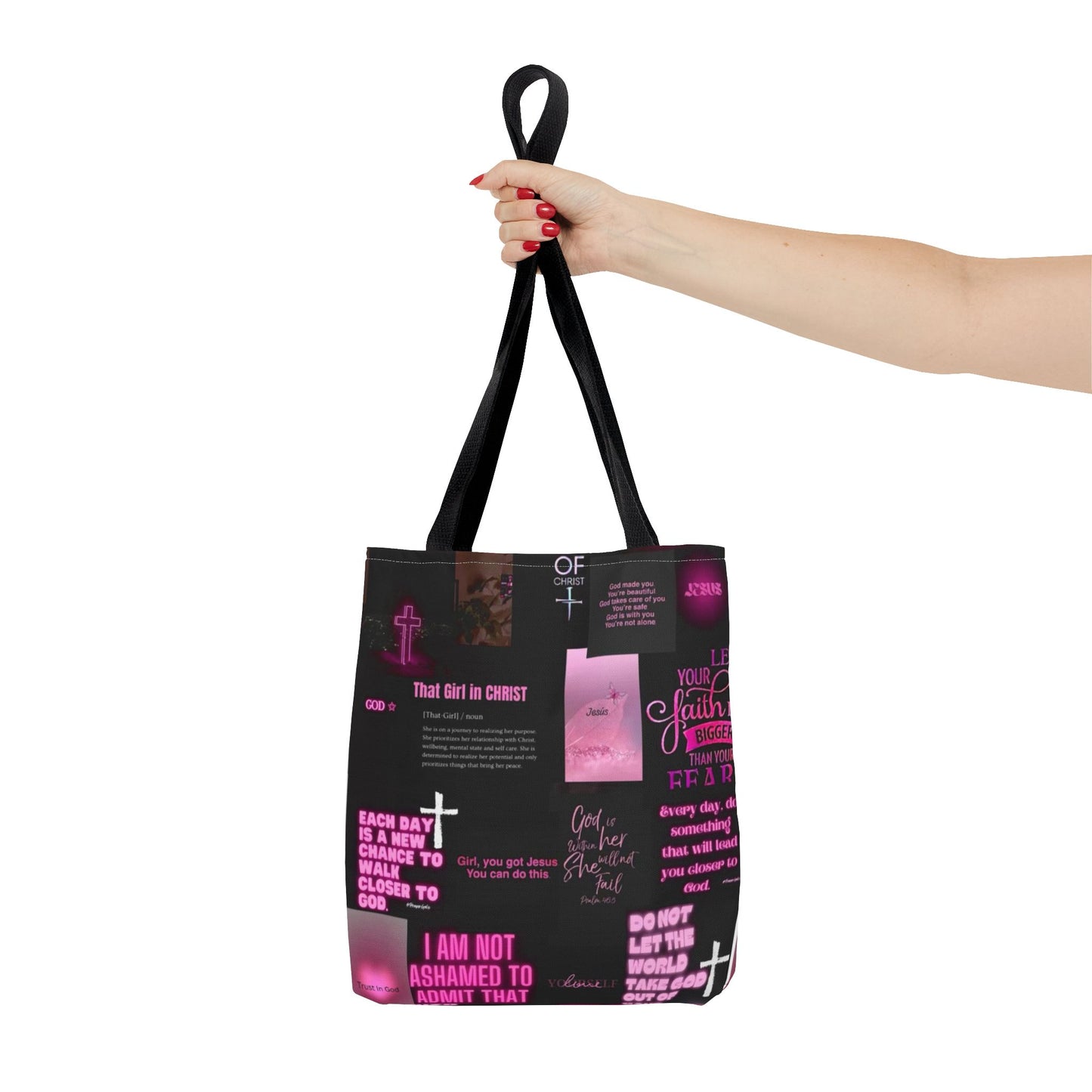 Faith-Inspired Tote Bag - Empowering Spiritual Quotes