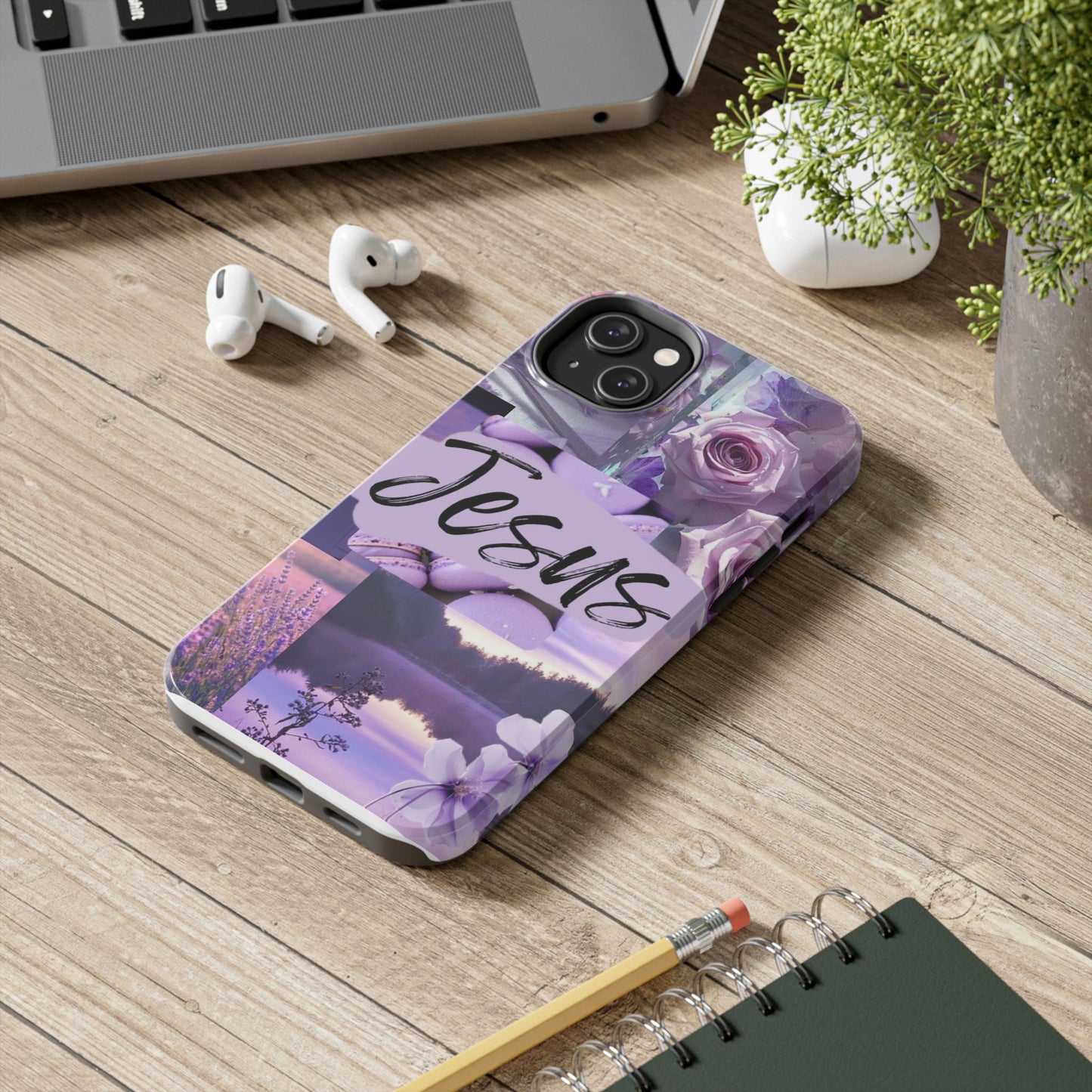 Jesus first phone case lavender floral faith design