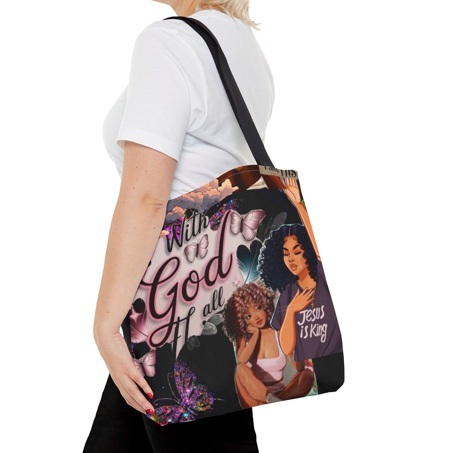 Inspirational Tote Bag - 'With God All Things Are Possible'