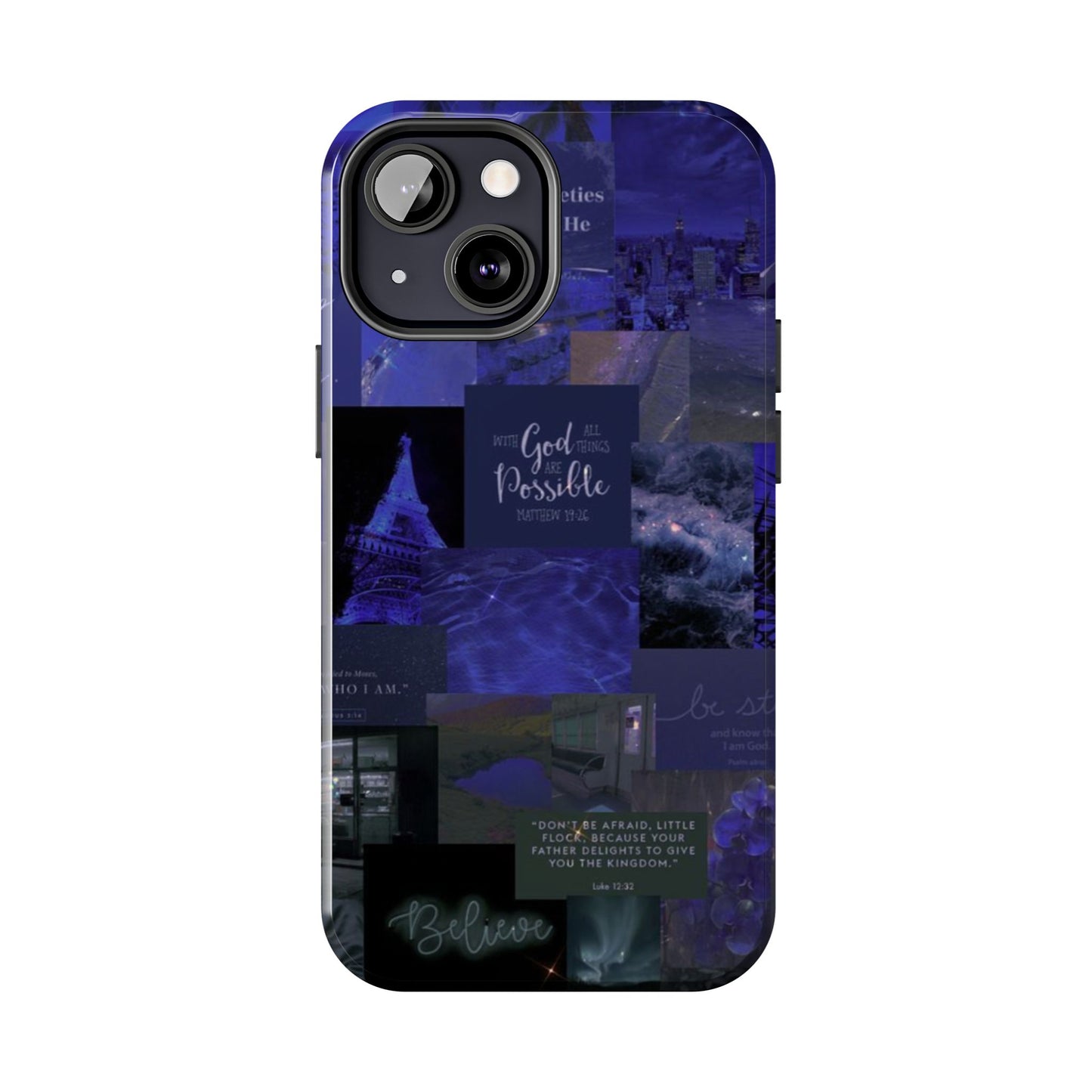 Deep blue faith, phone case with God, all things are possible