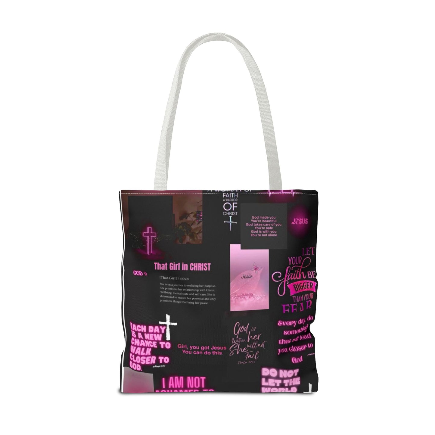 Faith-Inspired Tote Bag - Empowering Spiritual Quotes