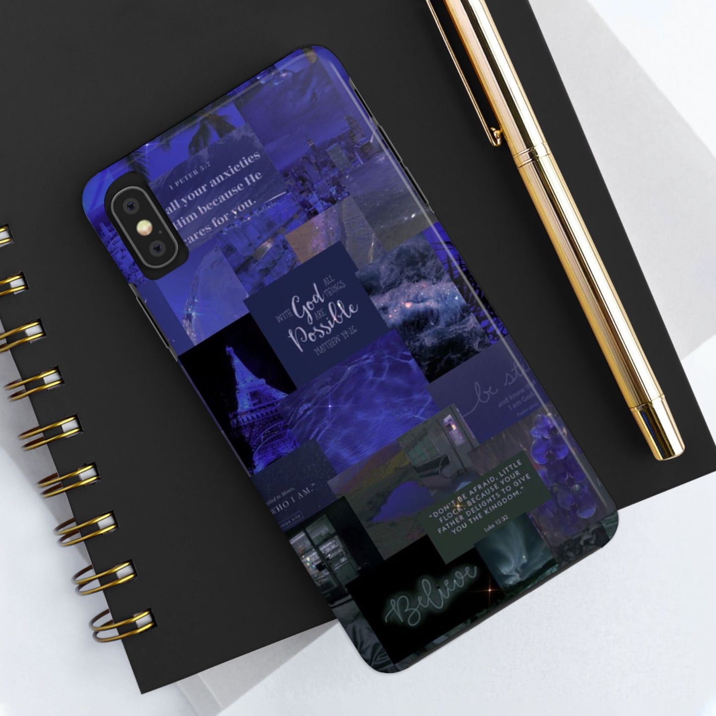 Deep blue faith, phone case with God, all things are possible