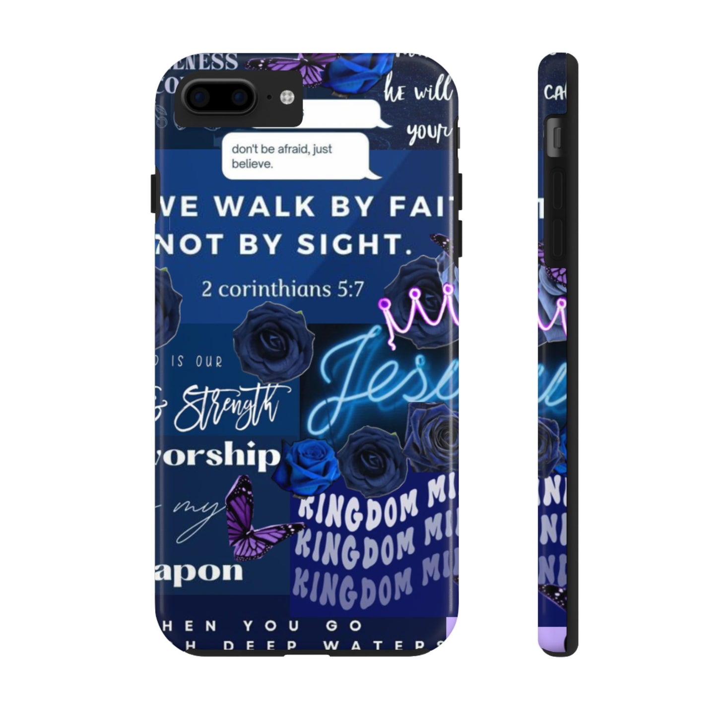 Kingdom mindset phone case deep blue faith & scripture collage