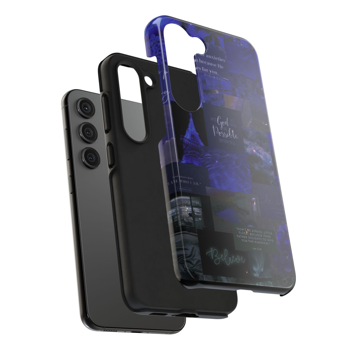 Deep blue faith, phone case with God, all things are possible