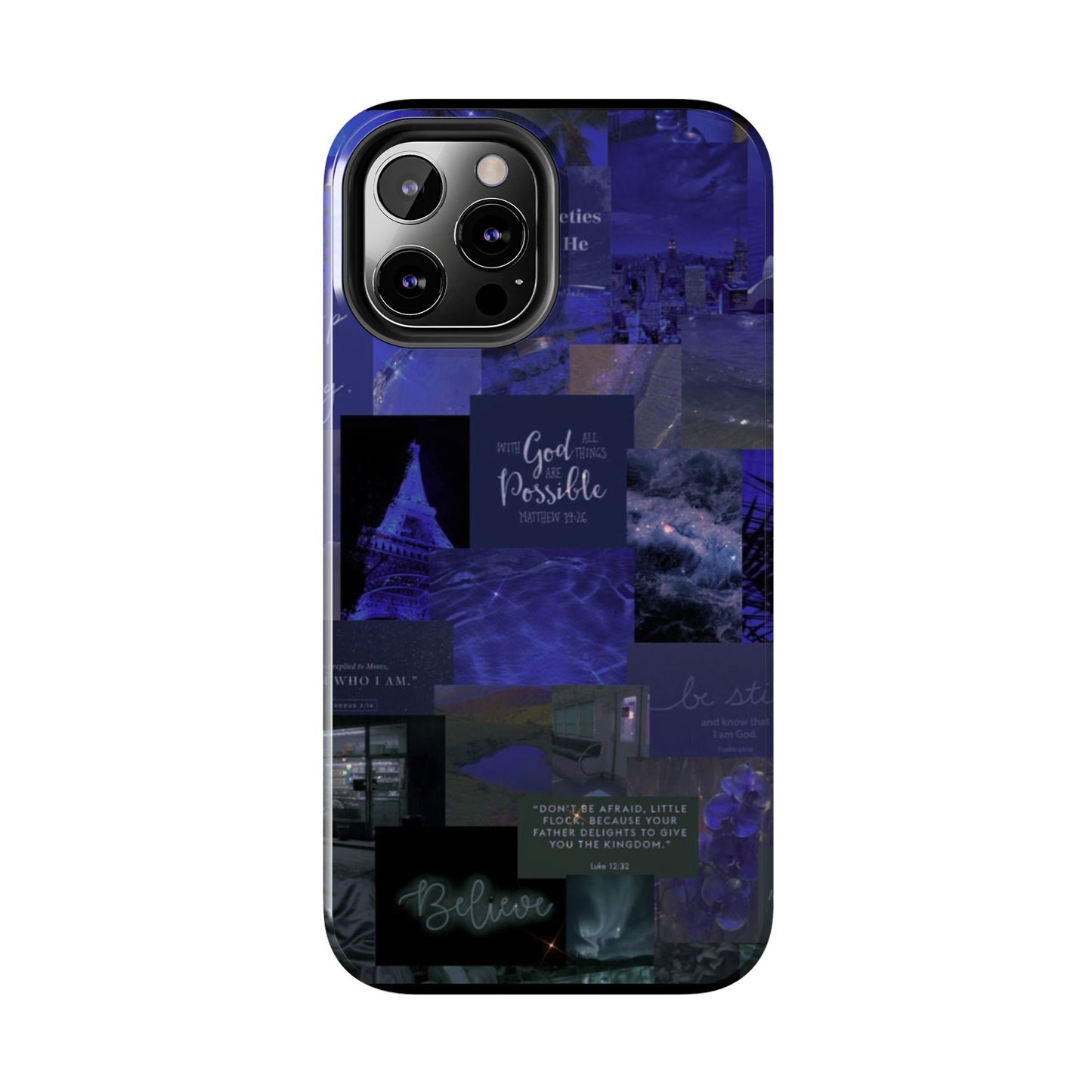 Deep blue faith, phone case with God, all things are possible