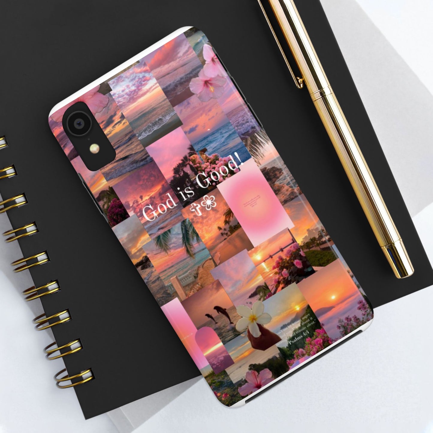 God is good phone case, peace, praise, and tropical faith