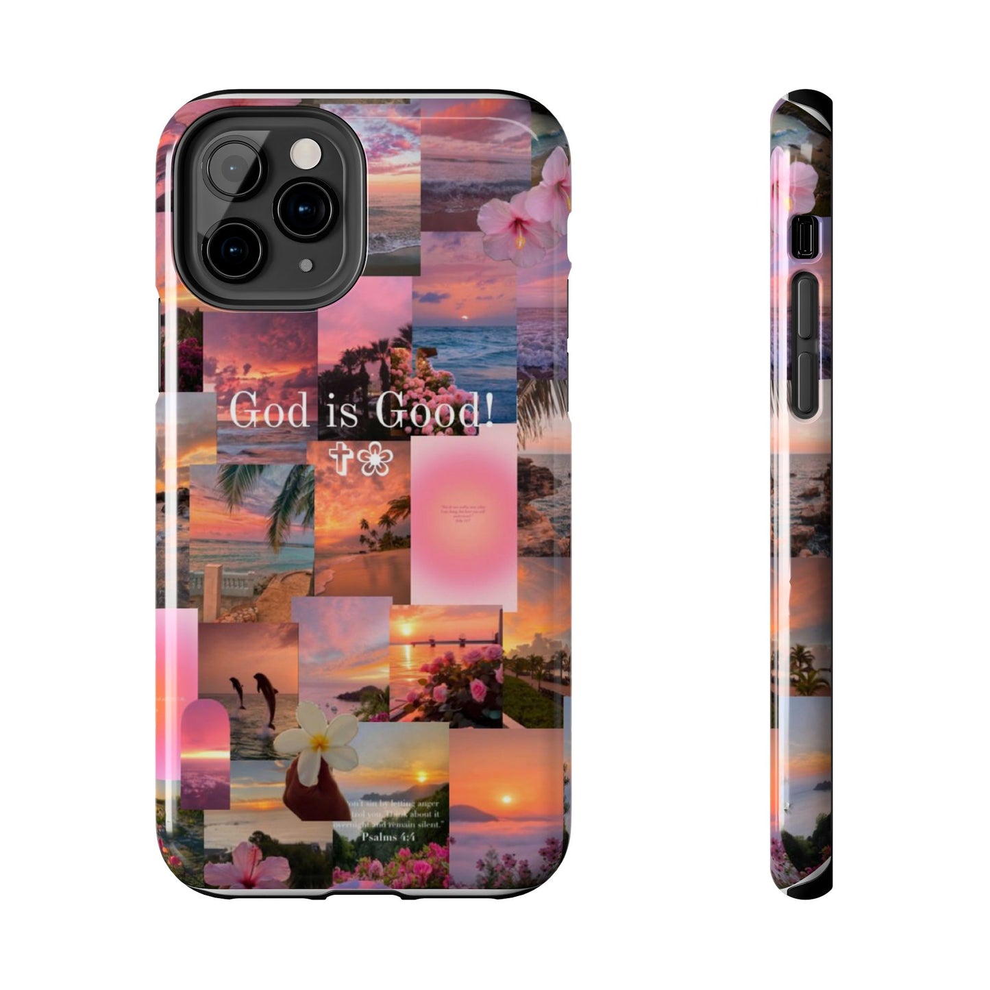 God is good phone case, peace, praise, and tropical faith