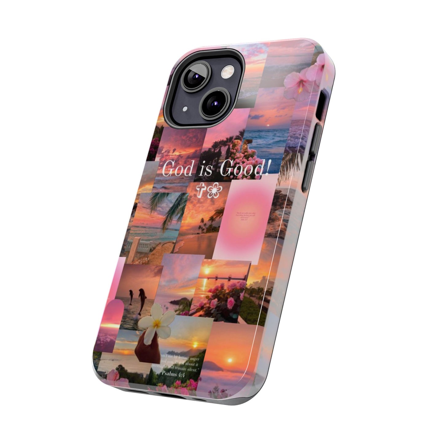 God is good phone case, peace, praise, and tropical faith
