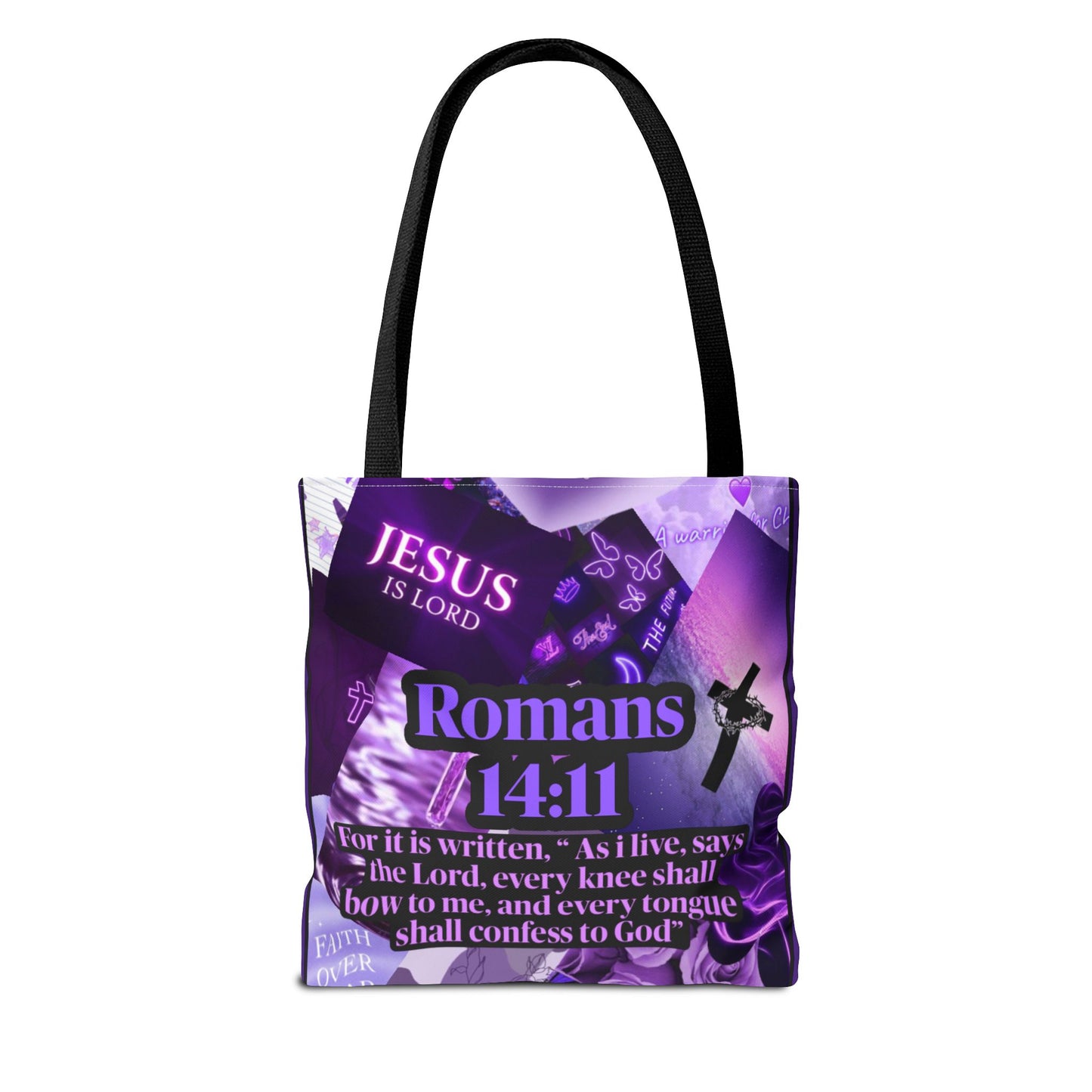 Inspirational Tote Bag - Romans 14:11 - Faith and Hope Design