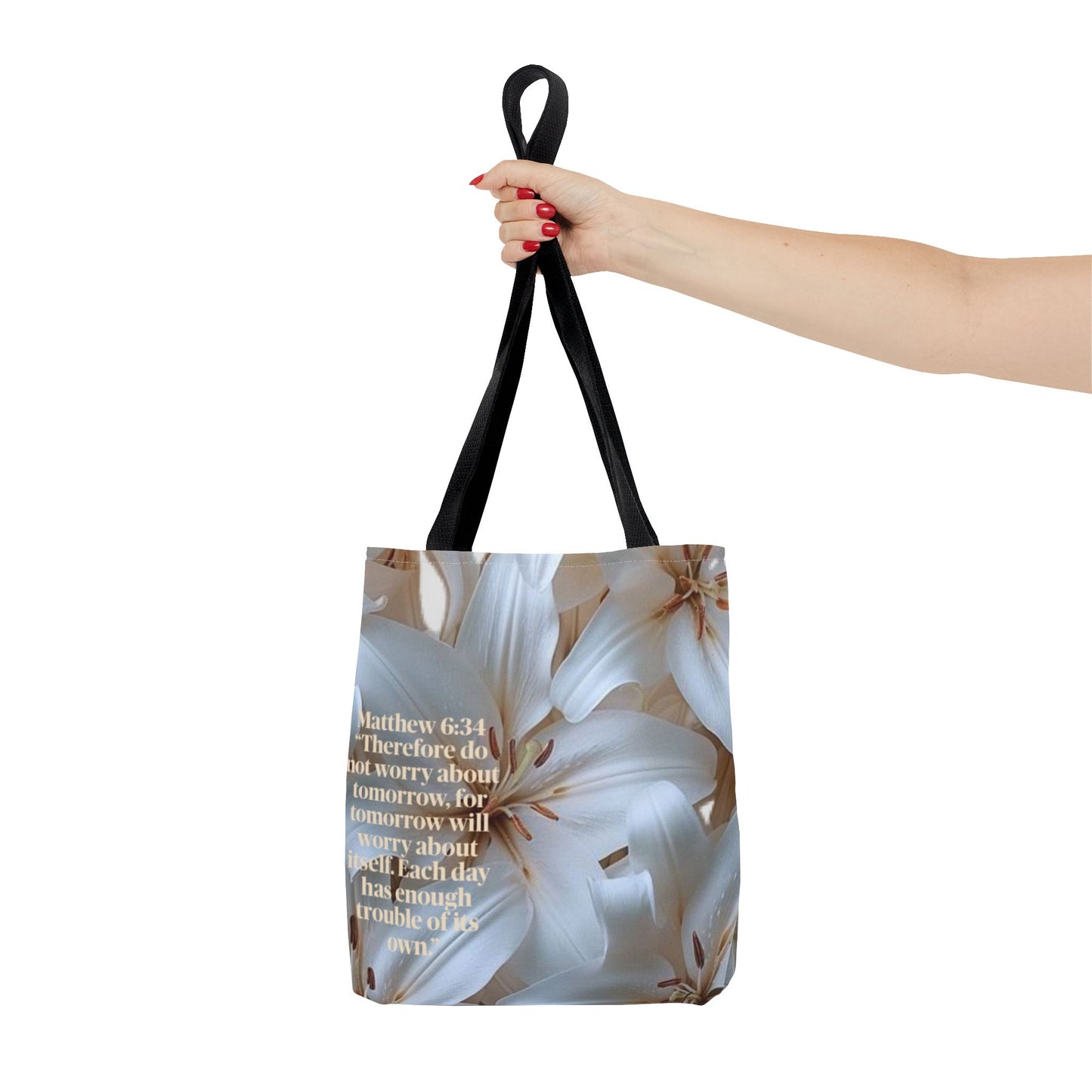 Don’t worry floral Tote Bag (Matthew 6:34)