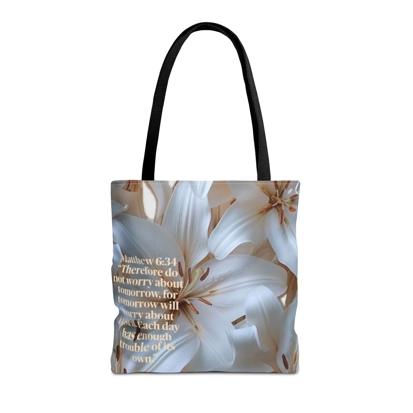 Don’t worry floral Tote Bag (Matthew 6:34)