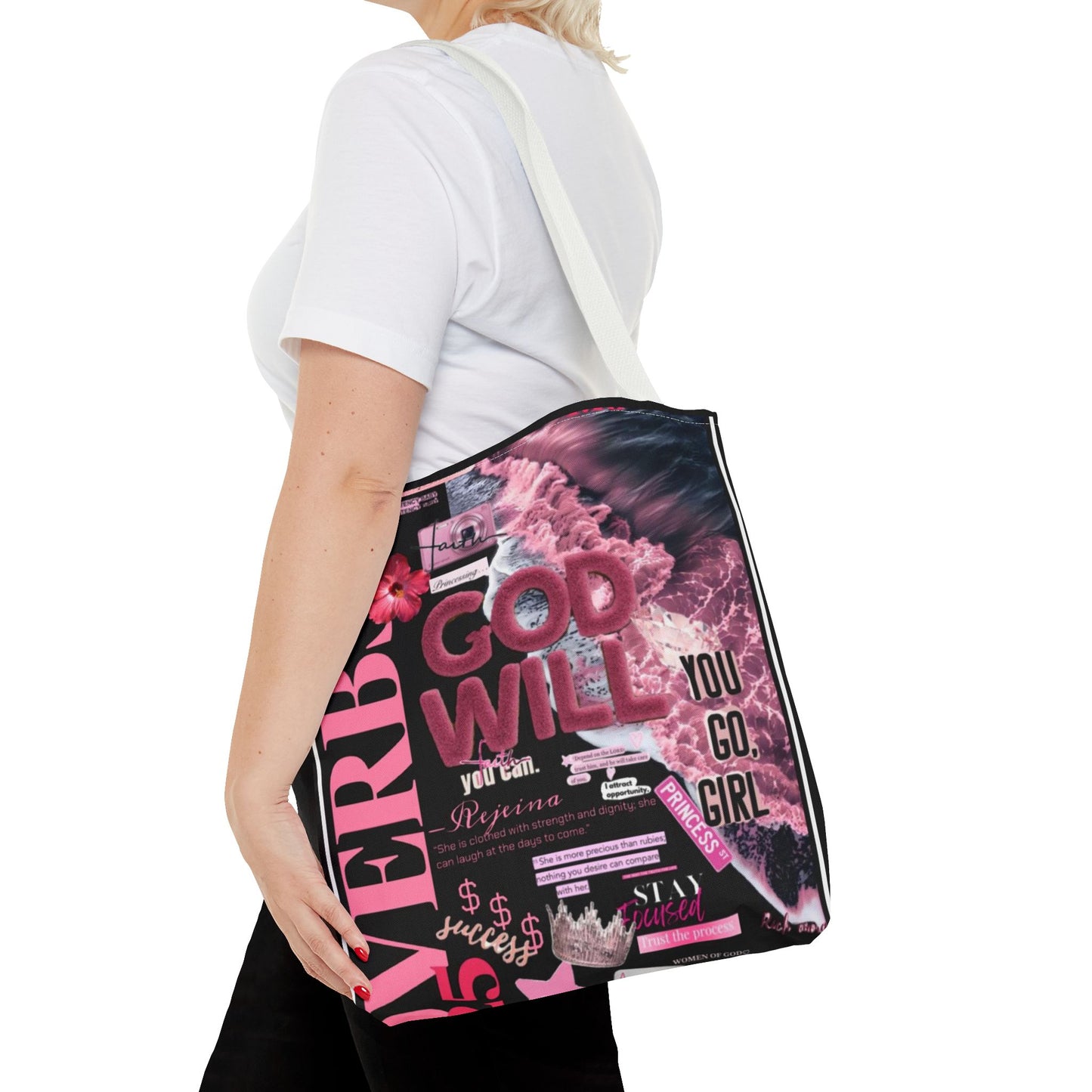 Bold Statement Tote Bag - "God Will You Go Girl" Design