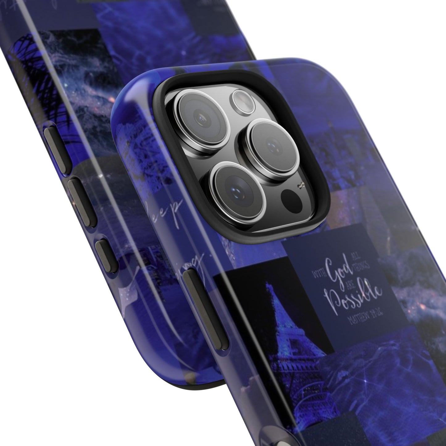 Deep blue faith, phone case with God, all things are possible