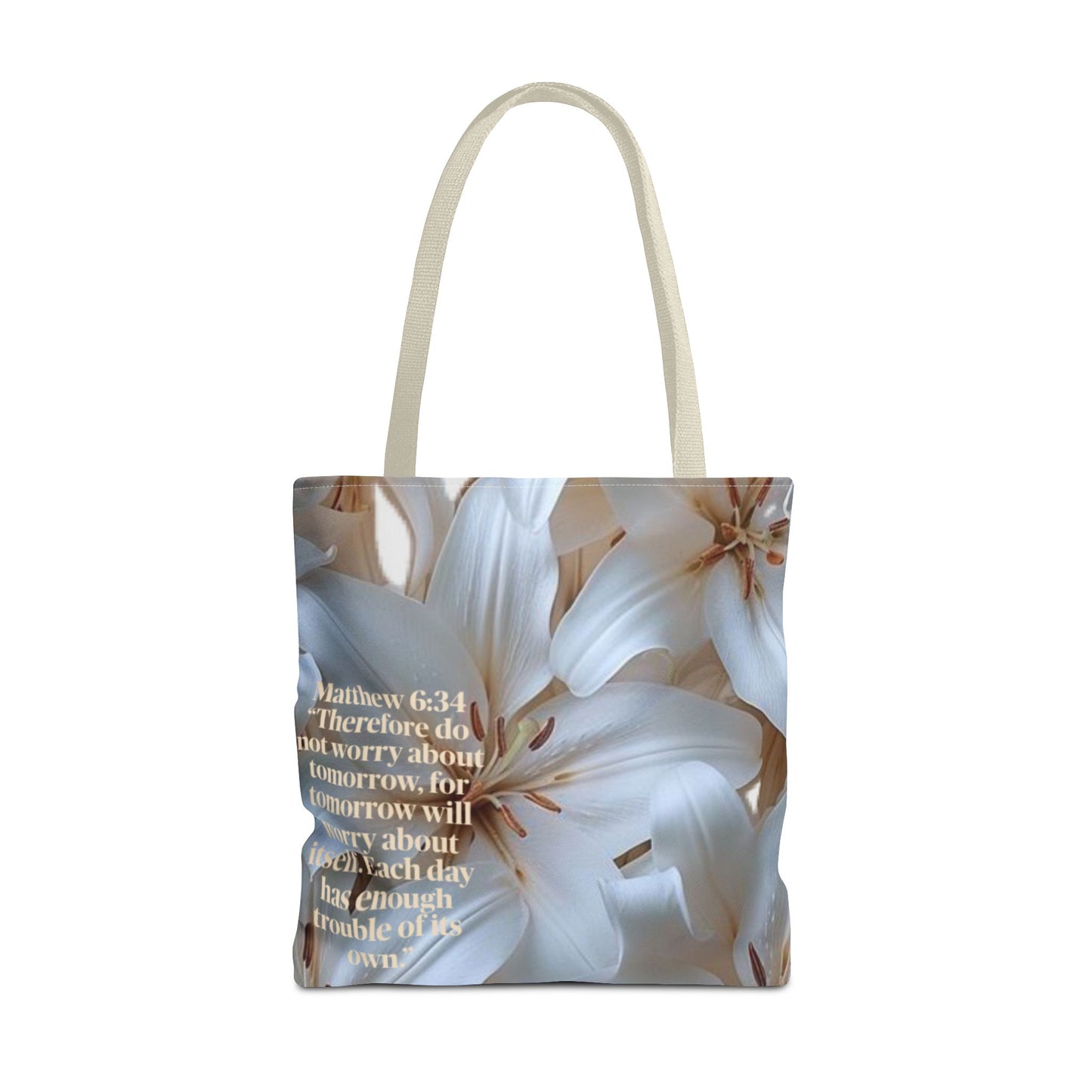 Don’t worry floral Tote Bag (Matthew 6:34)