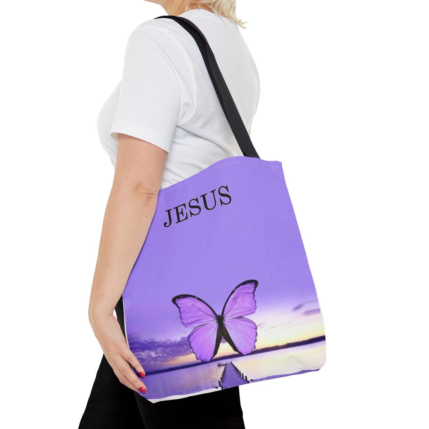 Inspirational Butterfly Tote Bag - Jesus Design