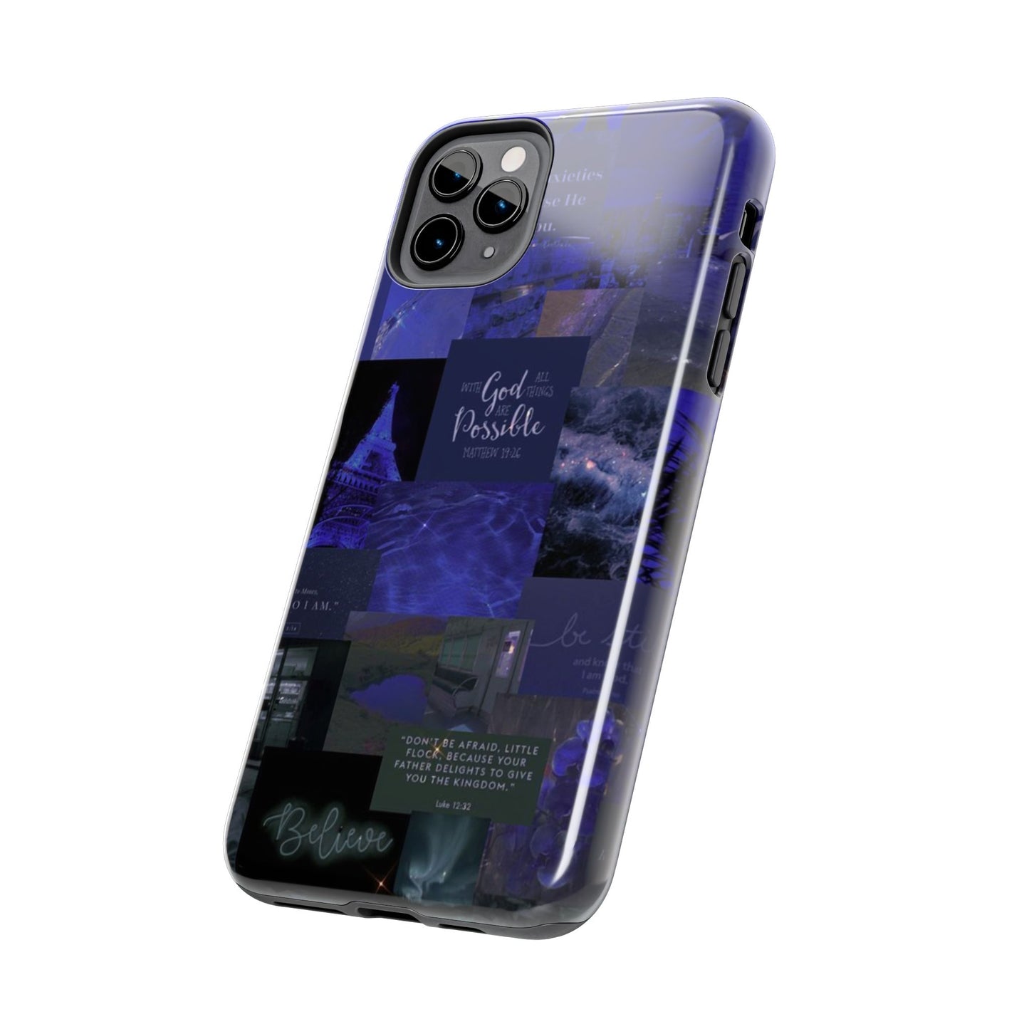 Deep blue faith, phone case with God, all things are possible