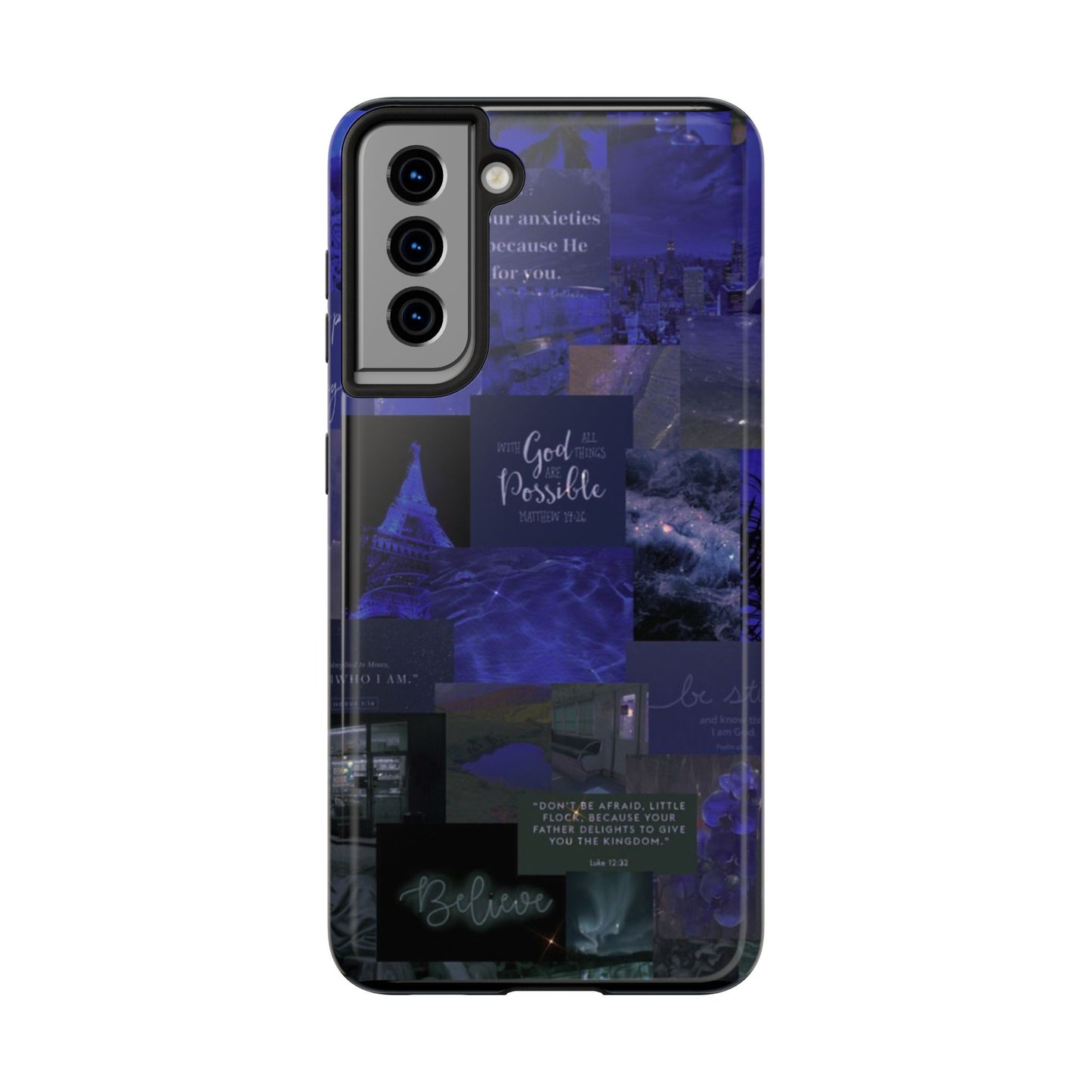 Deep blue faith, phone case with God, all things are possible