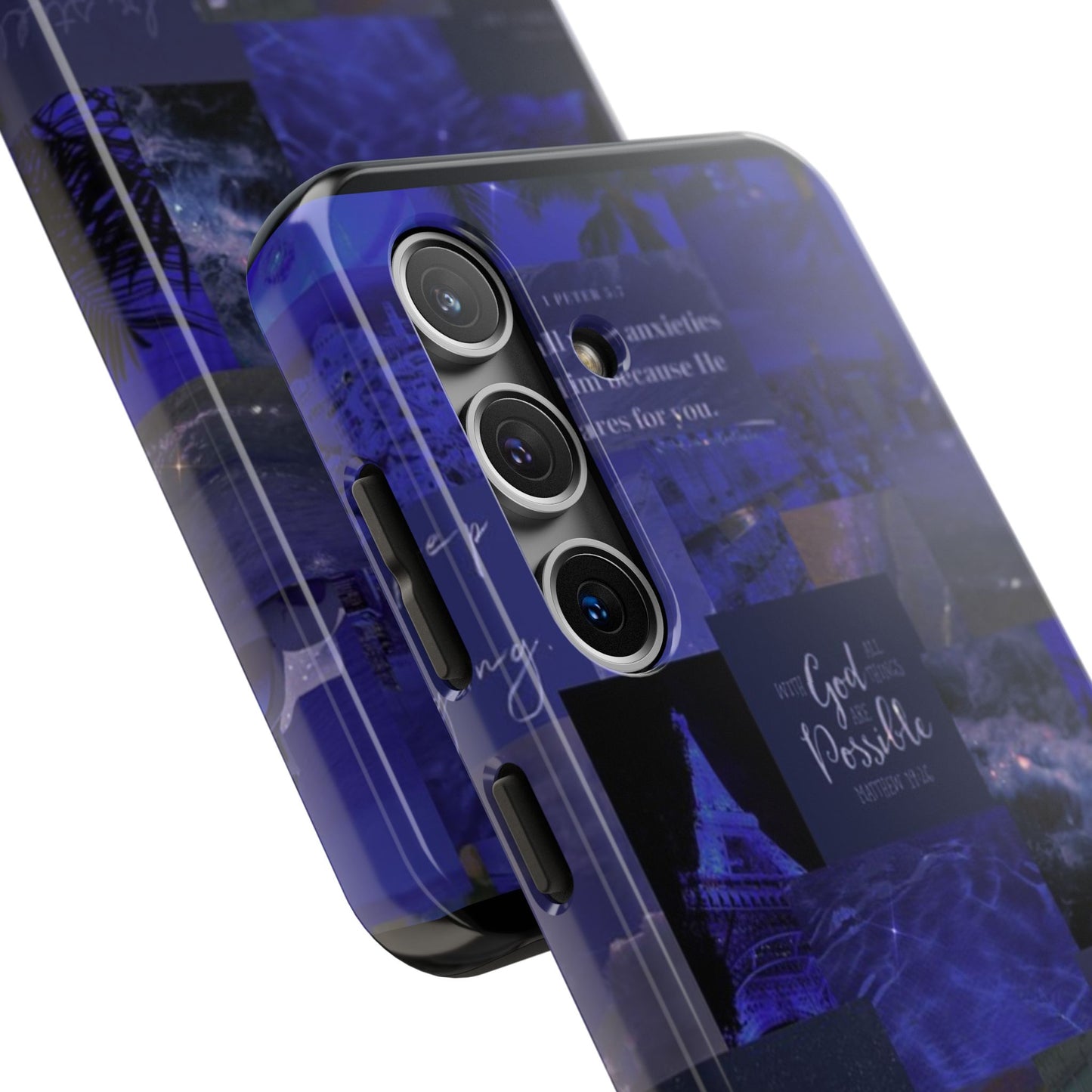 Deep blue faith, phone case with God, all things are possible