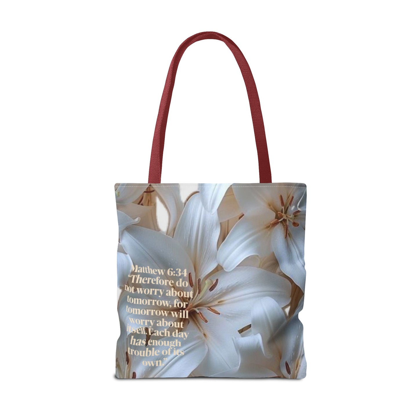 Don’t worry floral Tote Bag (Matthew 6:34)