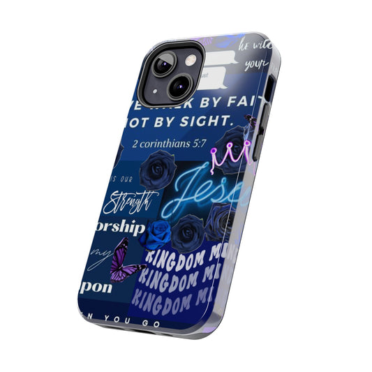 Kingdom mindset phone case deep blue faith & scripture collage