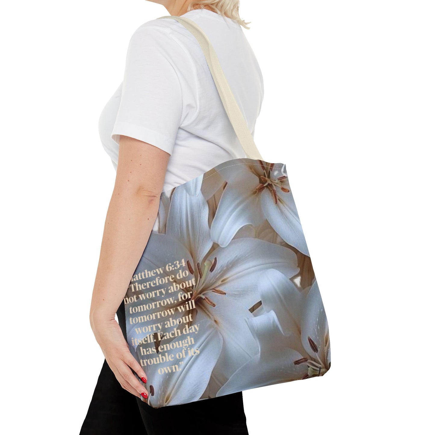 Don’t worry floral Tote Bag (Matthew 6:34)