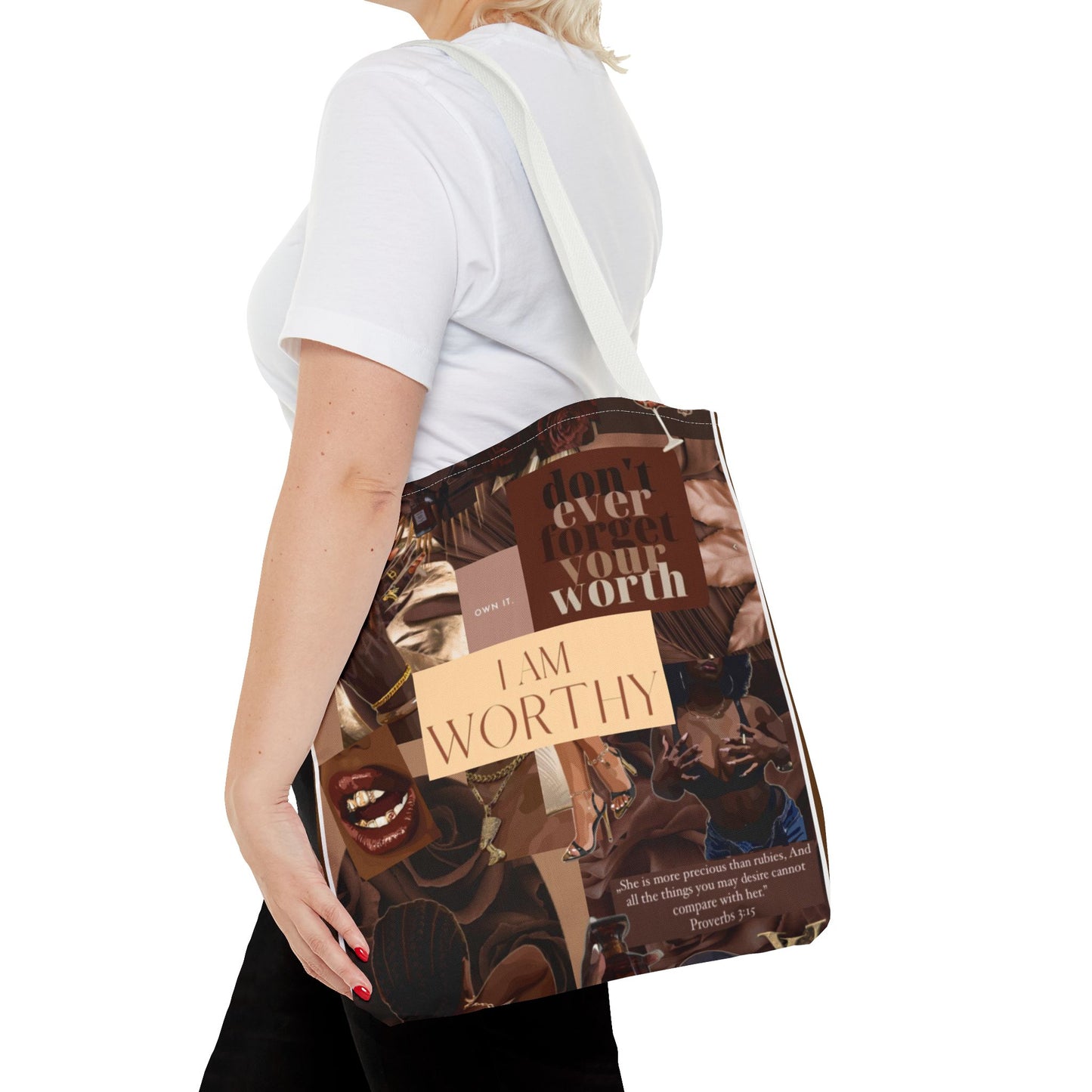 Empowering Tote Bag - 'I Am Worthy' Inspirational Design