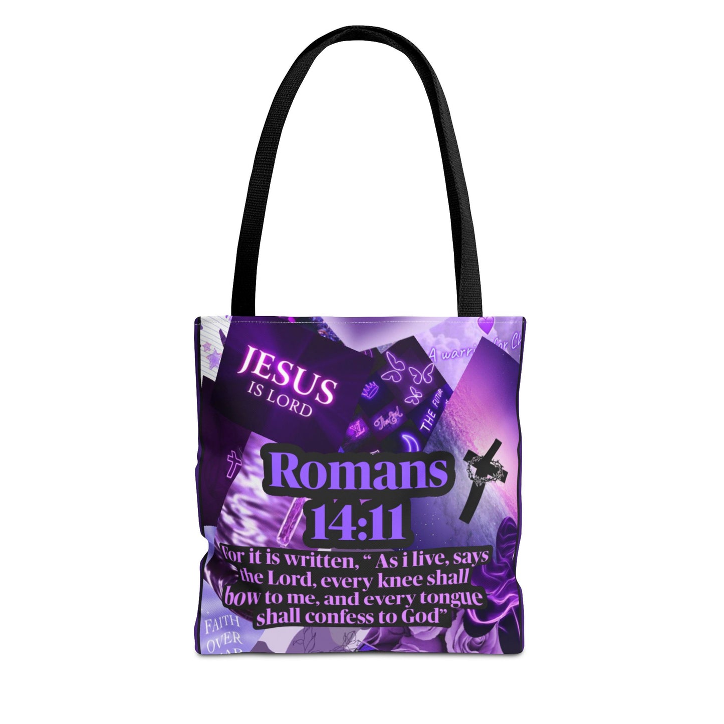 Inspirational Tote Bag - Romans 14:11 - Faith and Hope Design